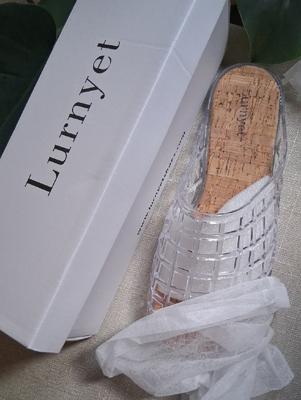 Clear Grid Jelly Flats with Cork Insole - Picture 3 of 3